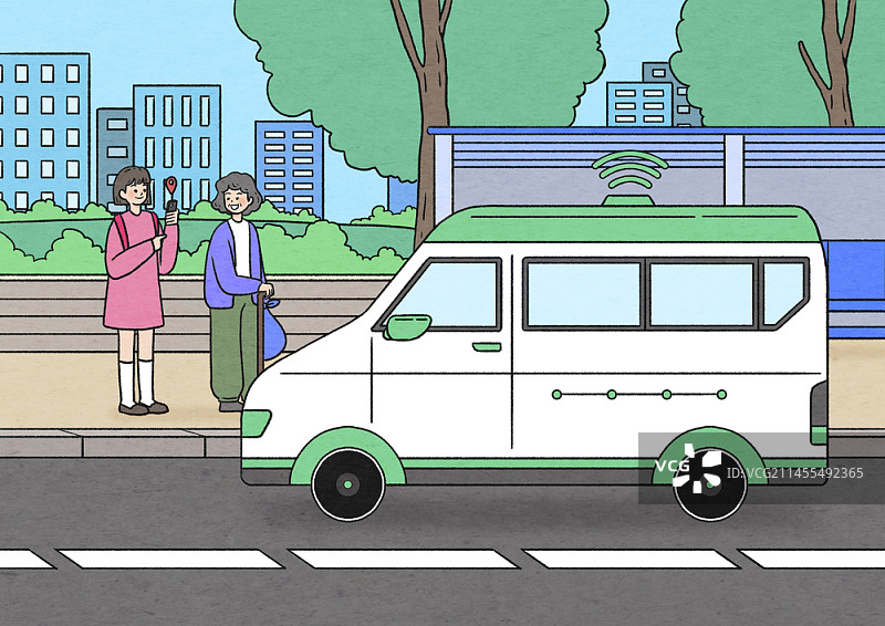 使用智能交通的女性插画图片素材