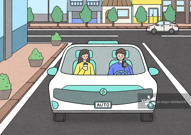 使用智能交通的女性插画图片素材