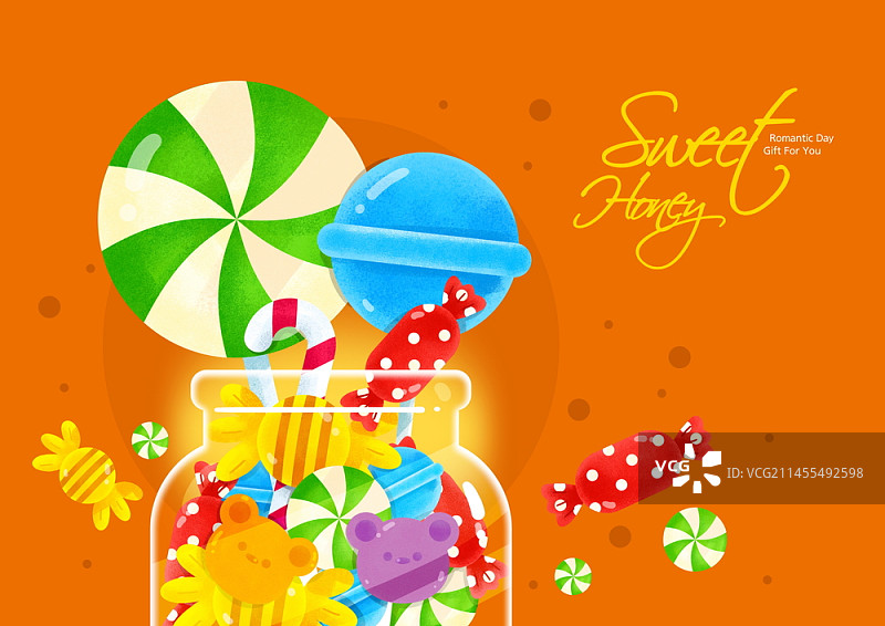 玻璃杯中的糖果插画图片素材