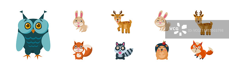 一套可爱的森林动物图片素材
