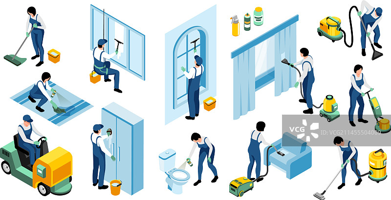 清洁服务2.5D示意图图片素材