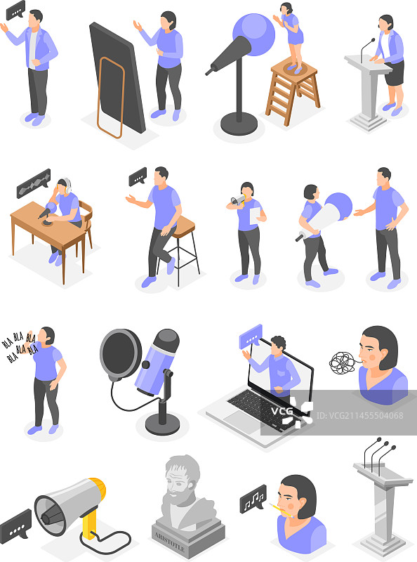 修辞等距图标集图片素材