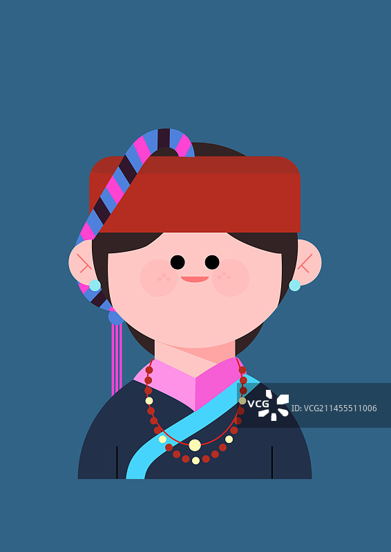 民族人物插画系列门巴族姑娘图片素材