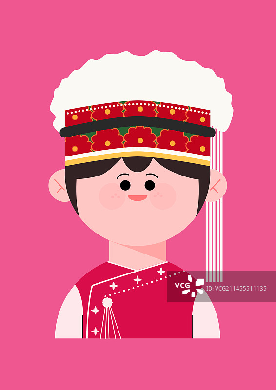 民族人物系列插画白族姑娘图片素材