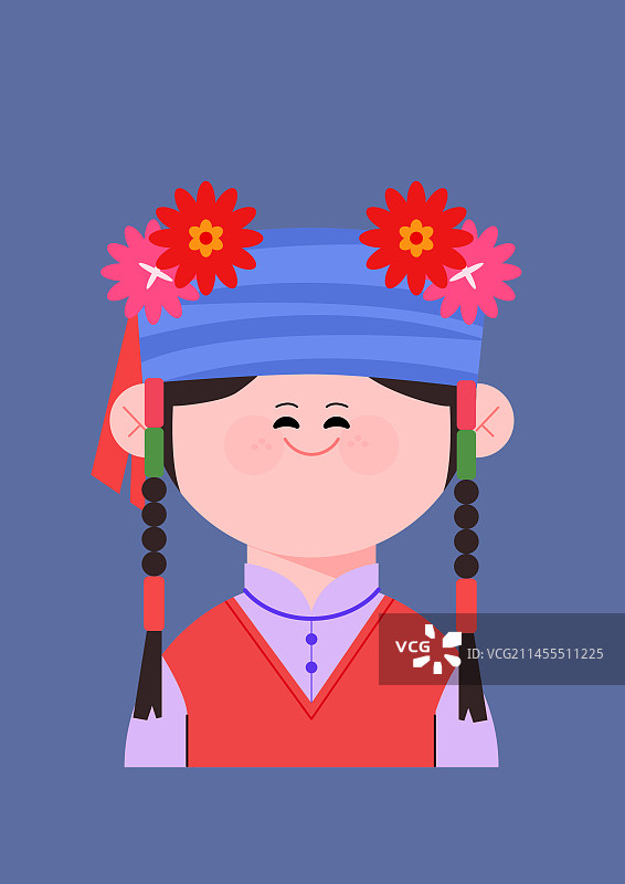 民族人物系列插画保安族姑娘图片素材