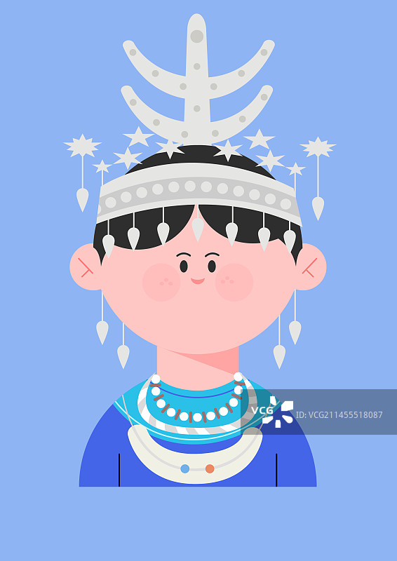 民族人物系列插画水族姑娘图片素材