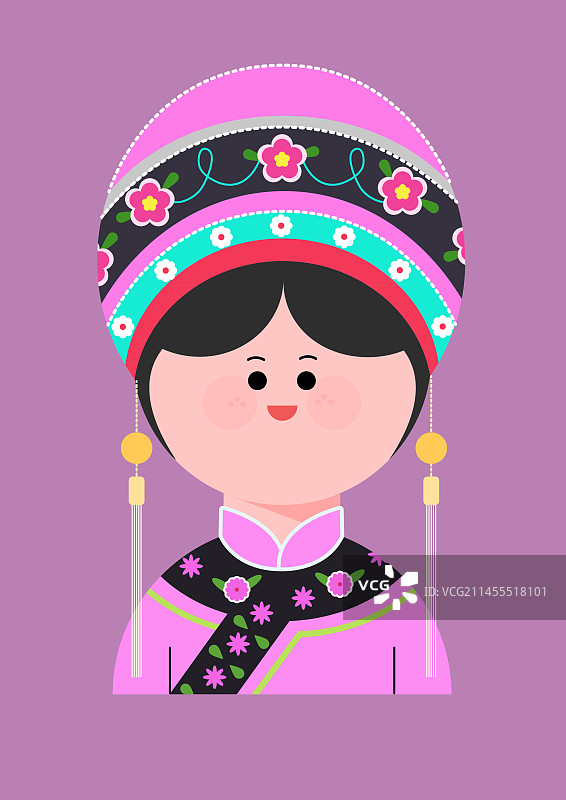 民族人物系列插画仡佬族姑娘图片素材