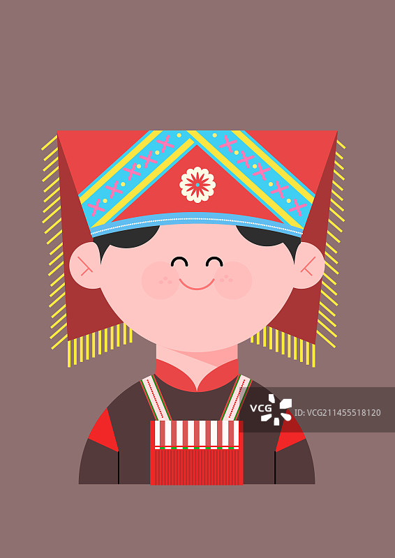 民族人物系列插画瑶族姑娘图片素材