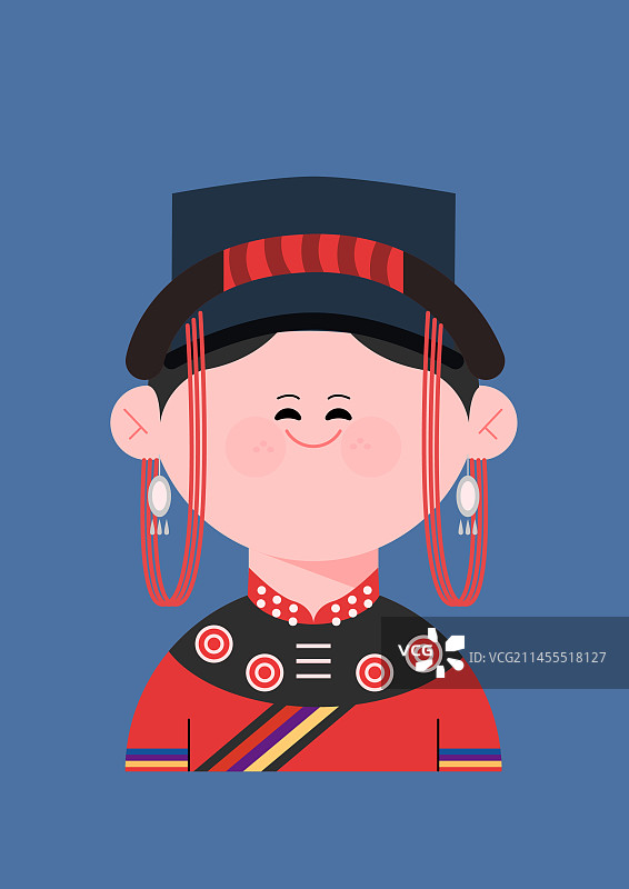 民族人物系列插画彝族姑娘图片素材