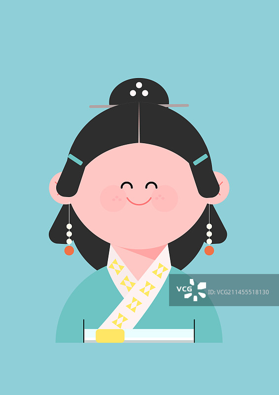 民族人物系列插画汉族姑娘图片素材