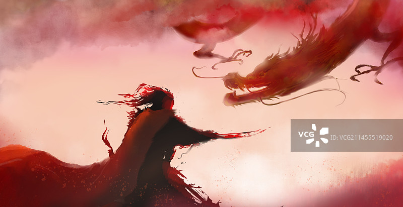 中国风风云再起屠龙少侠横空出世插画图片素材