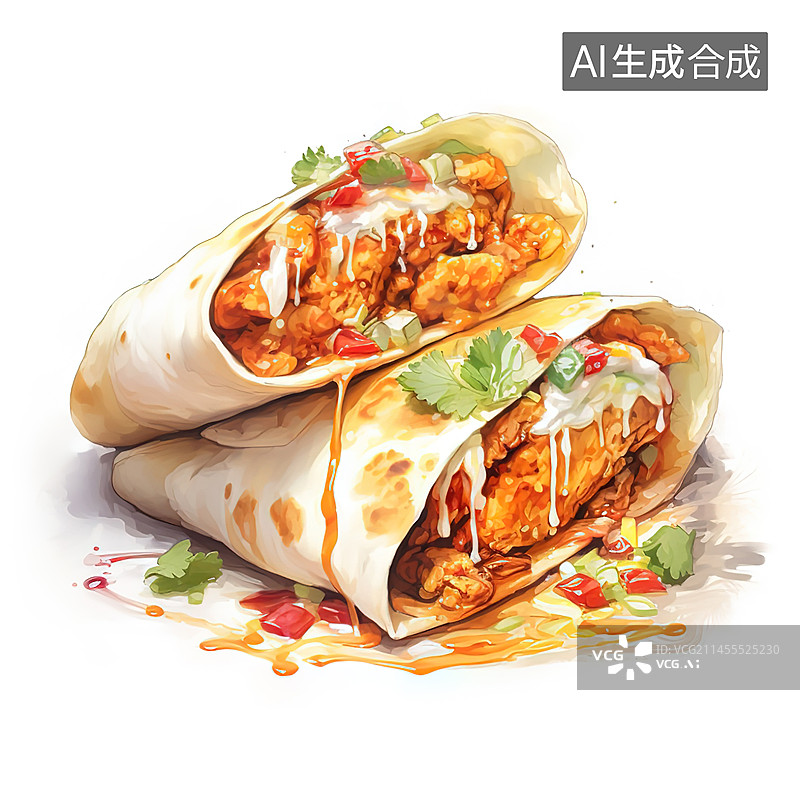 【AI数字艺术】鸡肉卷插画素材图片素材