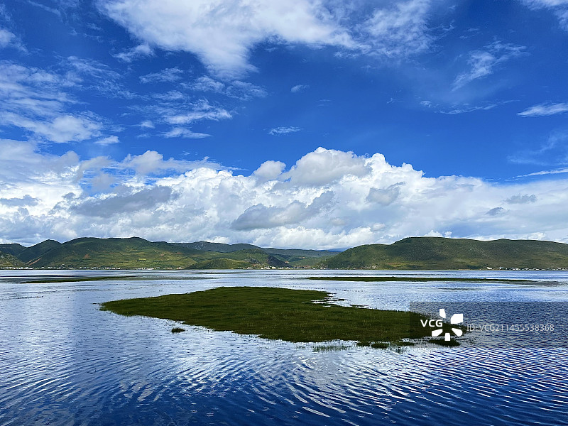蓝天白云下的纳帕海图片素材