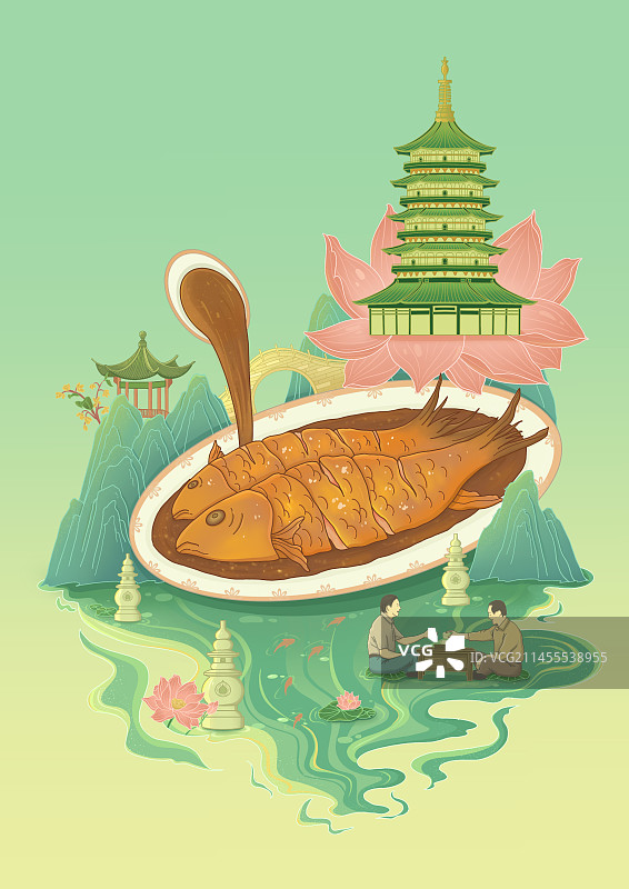 西湖醋鱼图片素材