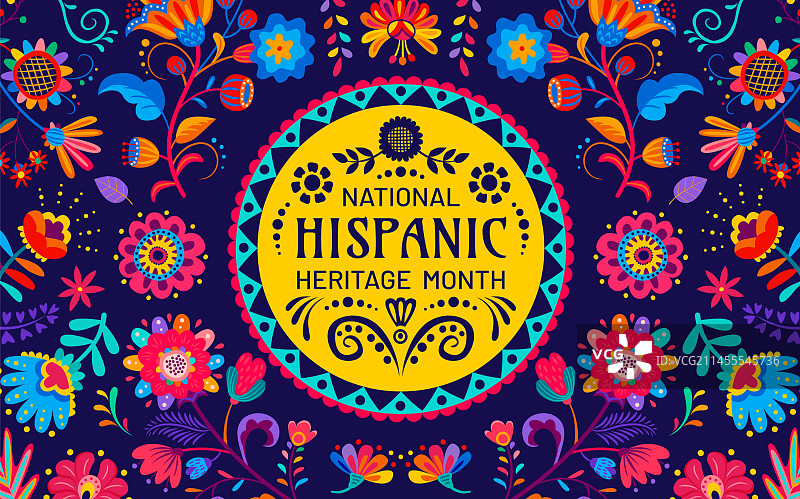 西班牙裔传统月节日花卉图片素材