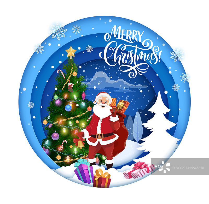 雪地圣诞剪纸banner礼物圣诞老人图片素材