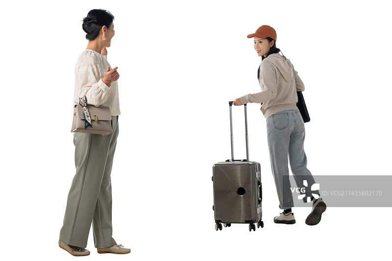 母亲和女儿告别图片素材