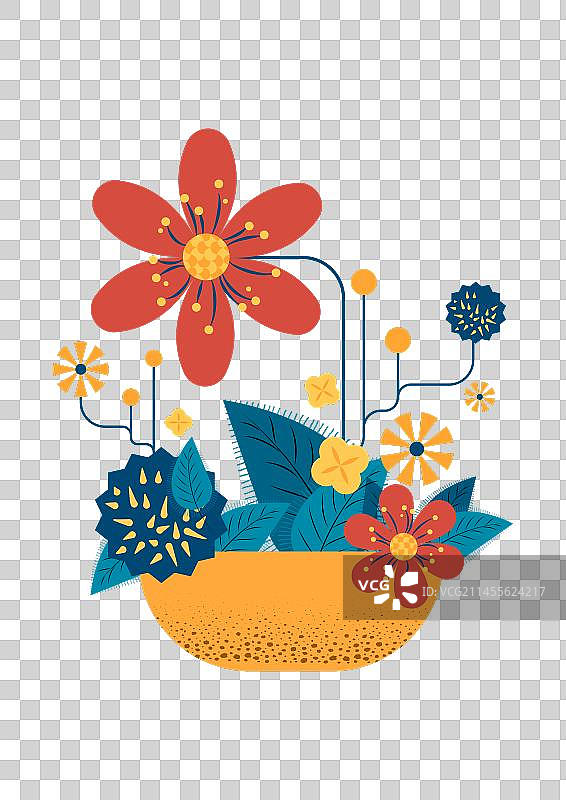 矢量抽象几何花卉组合-免抠元素图片素材