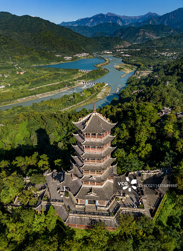 四川省都江堰景区航拍图片素材