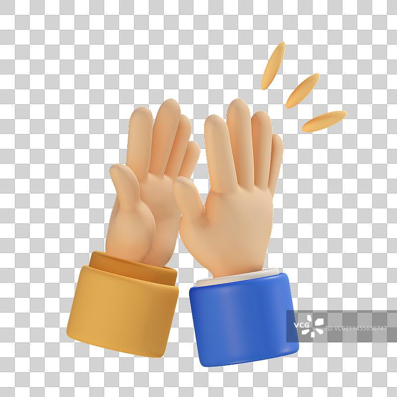 拍手击掌3D插画元素图片素材