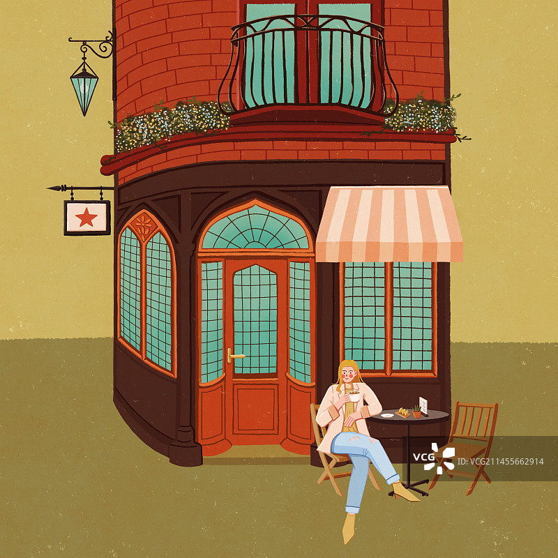 欧式咖啡馆插画图片素材