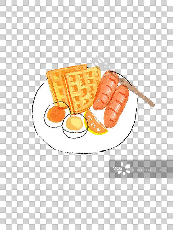 华夫饼美食手绘插画图片素材