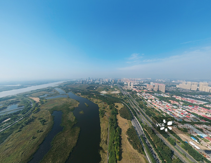 俯瞰哈尔滨松北区图片素材