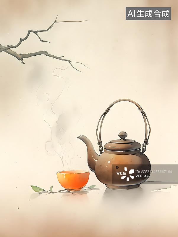 【AI数字艺术】二十四节气之立冬品茶暖身图片素材