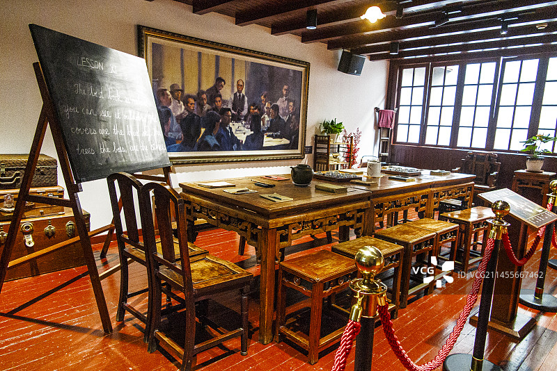 中国上海,中共四大纪念馆,中共四大会场陈设,广吉里,中共四大会址,图片素材