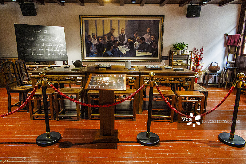 中国上海,中共四大纪念馆,中共四大会场陈设,广吉里,中共四大会址,图片素材