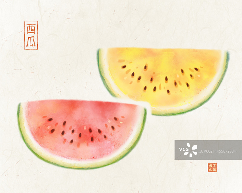 手绘夏季应季水果清爽西瓜插画图片素材