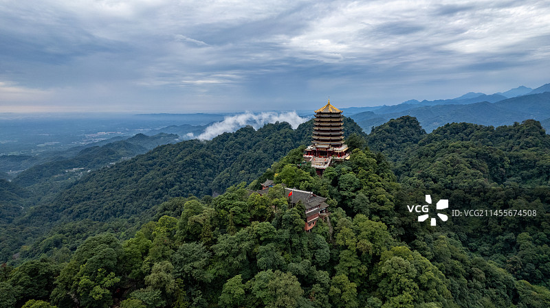 青城山老君阁航拍图片素材