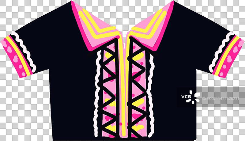 56个民族插画元素扁平布朗族男上衣衬衫图片素材