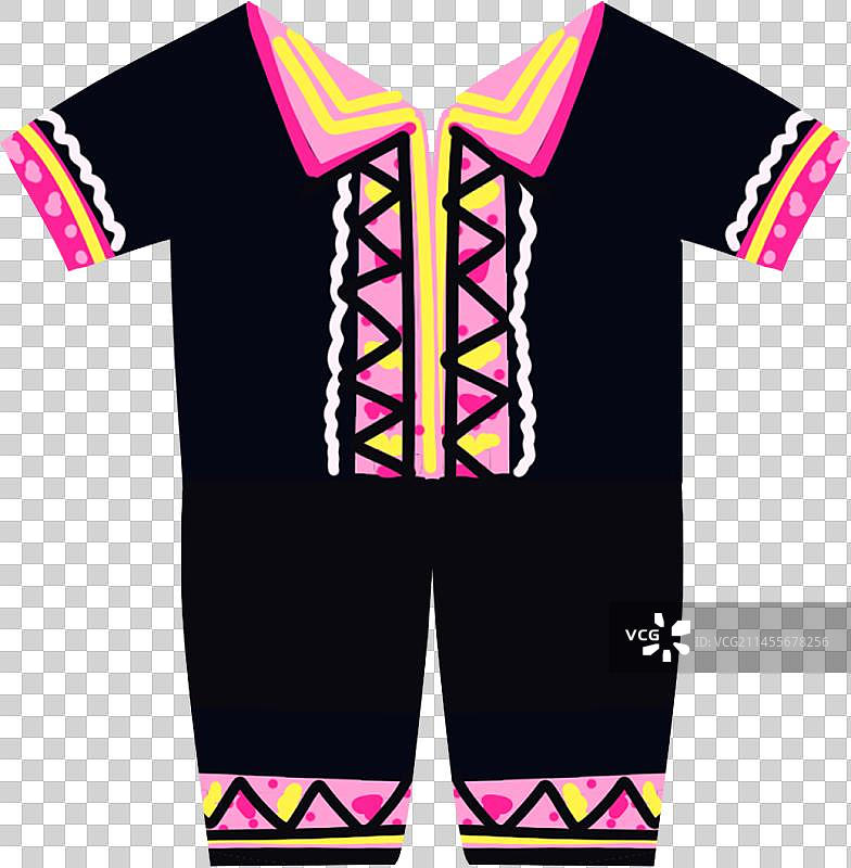 56个民族插画元素扁平布朗族男套装图片素材