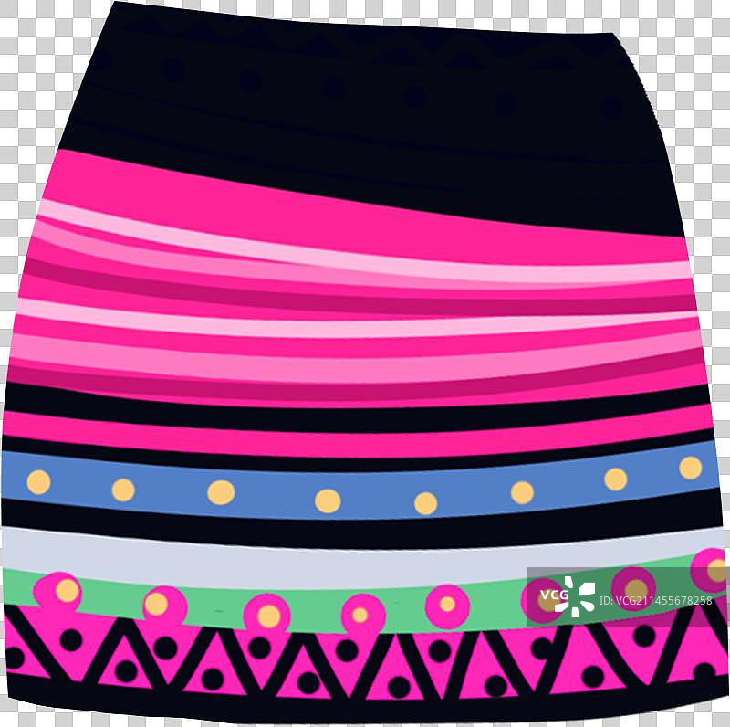 56个民族插画元素扁平布朗族女半裙装图片素材