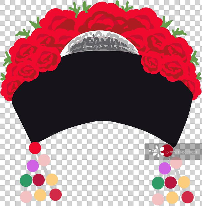 56个民族插画元素扁平布朗族女帽子图片素材