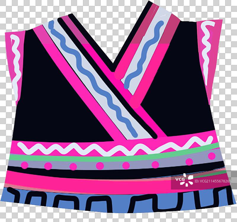 56个民族插画元素扁平布朗族女上衣图片素材