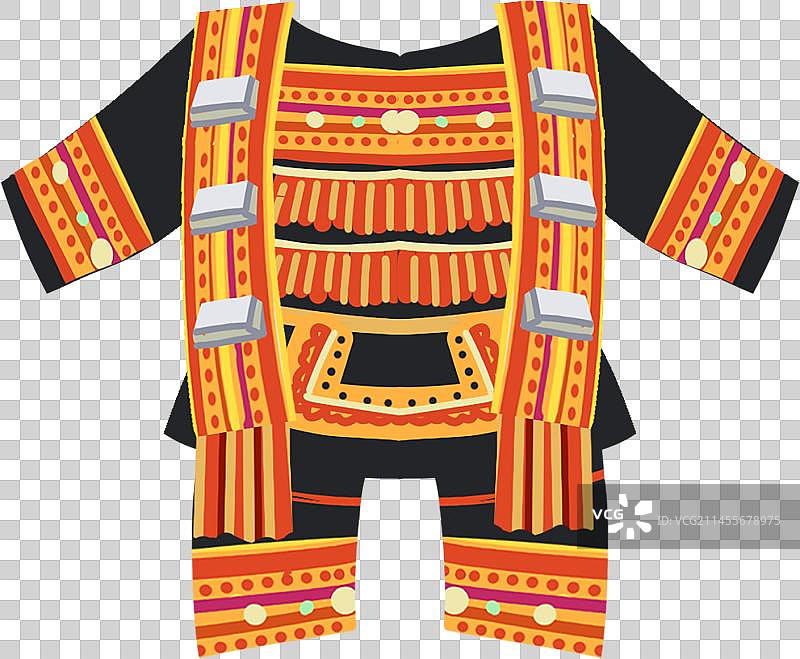 56个民族插画元素扁平瑶族女套装图片素材