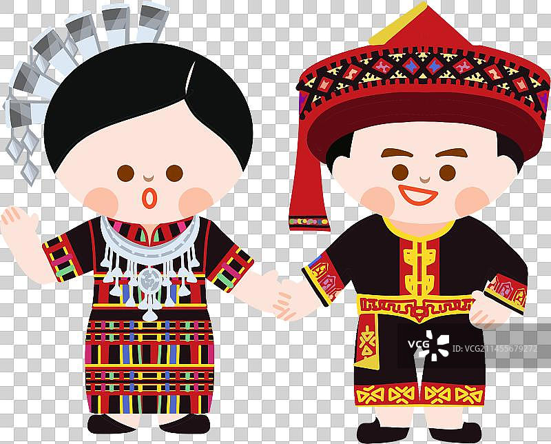 56个民族插画元素扁平黎族图片素材