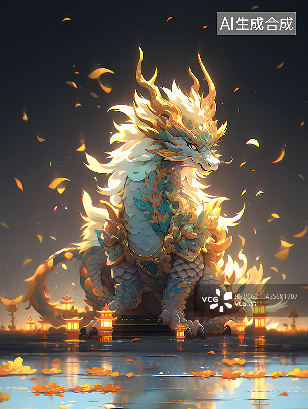 【AI数字艺术】中国古代神兽山海经系列插画之瑞兽麒麟图片素材