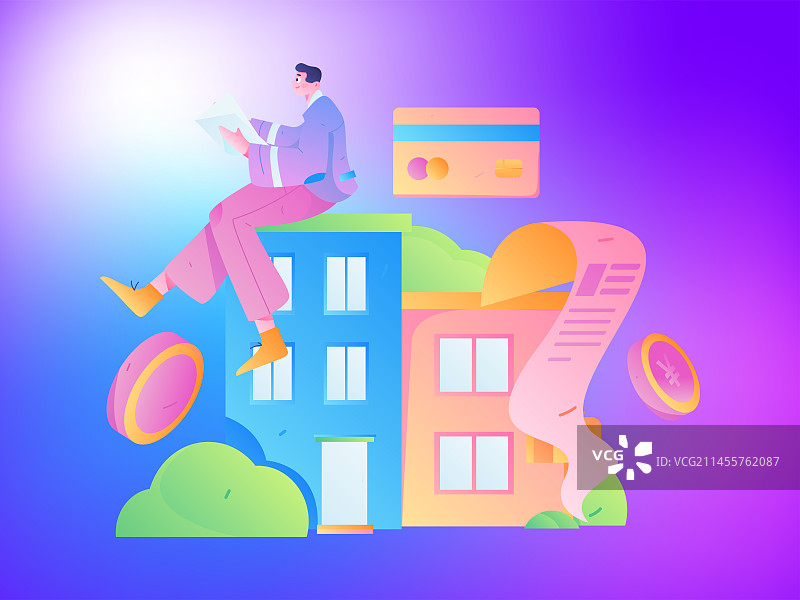 住房贷款扁平矢量概念运营插画图片素材