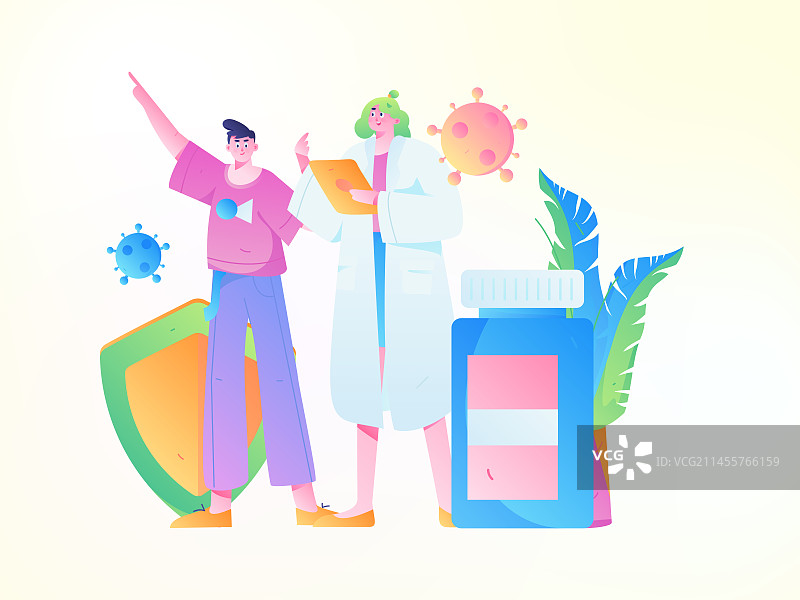 医疗人物抗疫扁平矢量概念运营手绘插画图片素材