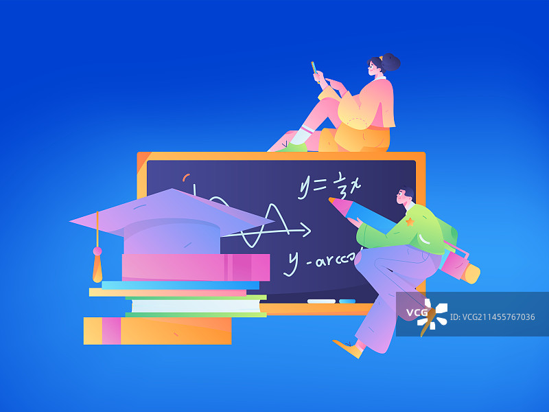 教育学习的人物扁平矢量概念手绘插画图片素材