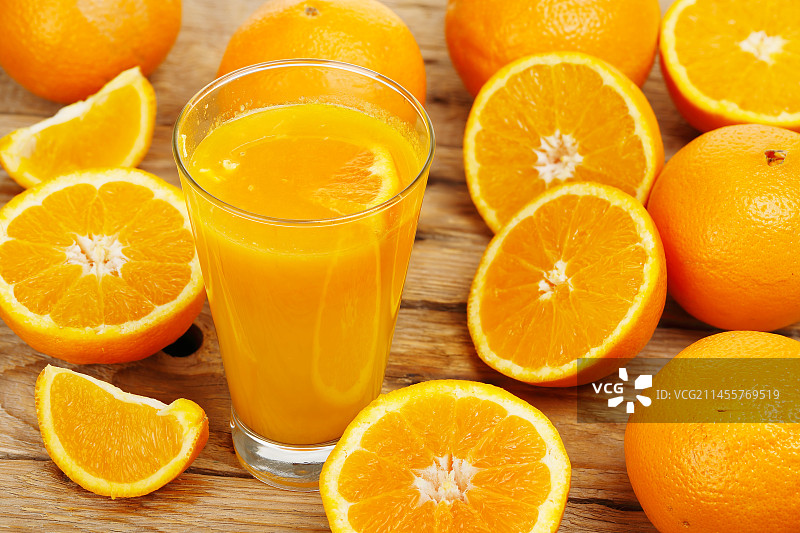 橙子橙汁水果叶子图片素材