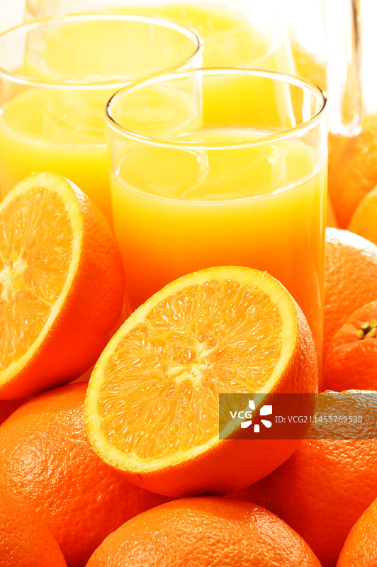 橙子橙汁水果叶子图片素材