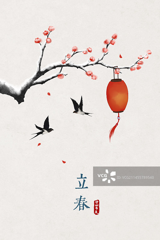 立春节气中式插画图片素材