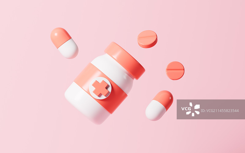 卡通药物医疗概念3D渲染图片素材