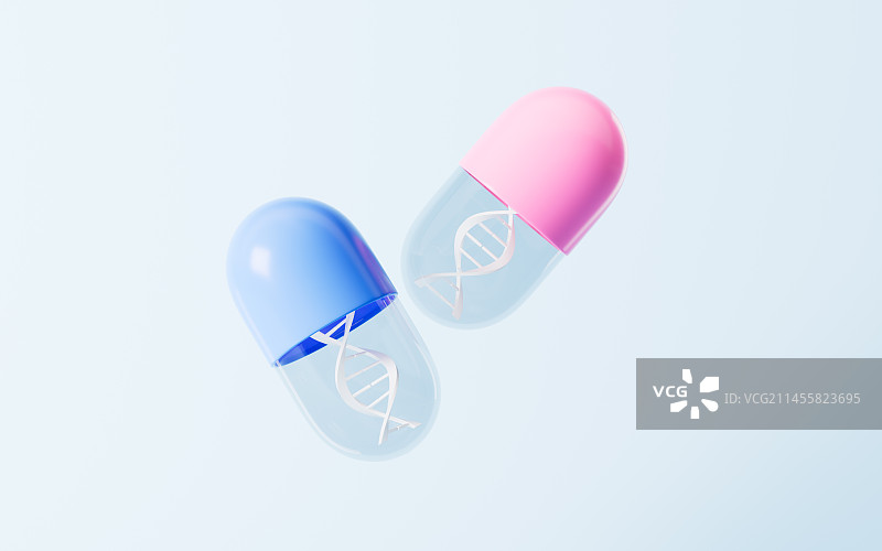 DNA与药物治疗3D渲染图片素材