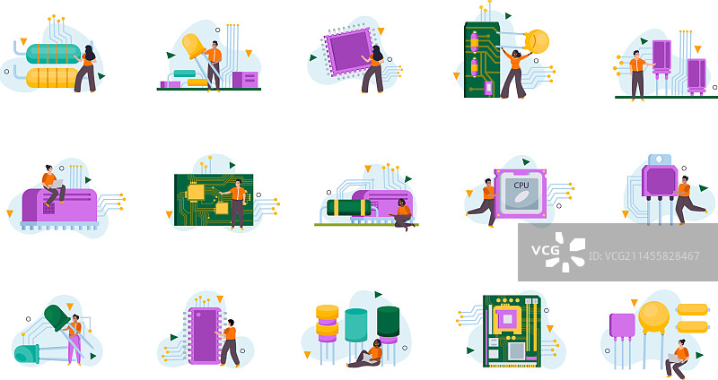 扁平微芯片组件图片素材