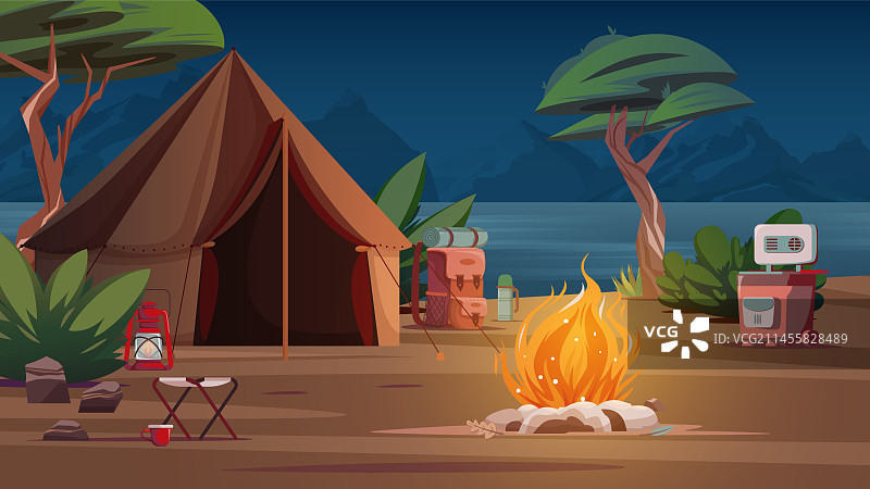 露营之夜的构图图片素材